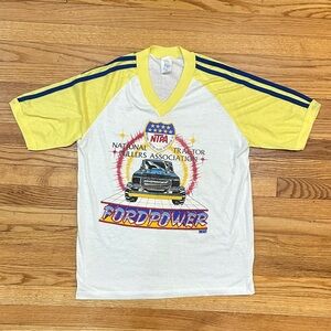 Vintage 70s/80s Ford Power Yellow and White Graphic Tee